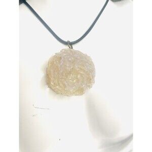 Y2k Ivory Iridescent Dahlia Floral Leather Choker 16"-Adjustable Artisan